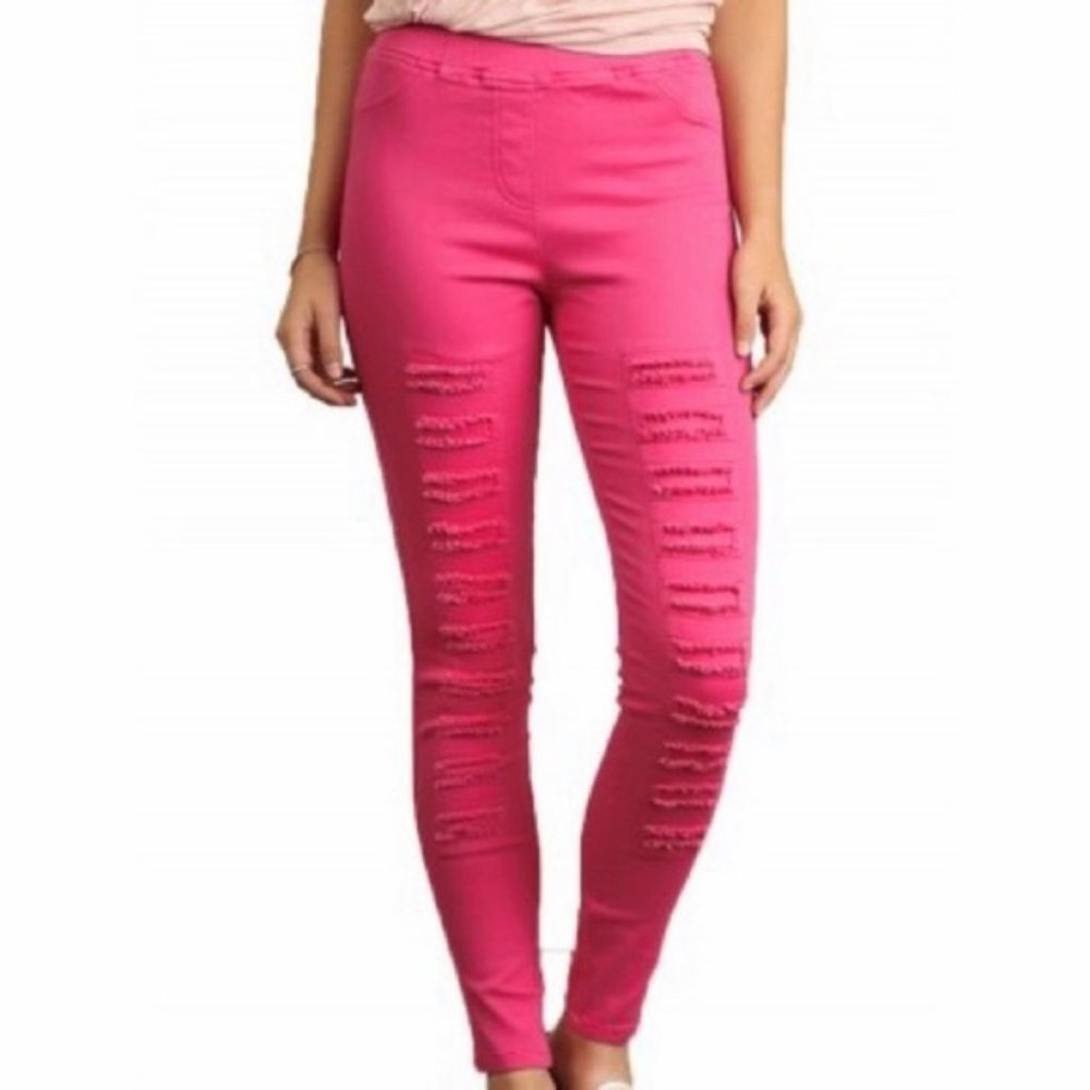 NWOT UMGEE DISTRESSED JEGGING LEGGING HOT PINK